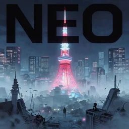 neo tokyo futur 2 0 4 8, by moebius and atey ghailan, a neon graveyard, mist, fog