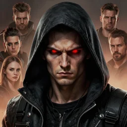 cyberpunk assassin, hooded man with glowing red eyes | | realistic shaded, fine details, fine - face, realistic shaded lighting poster by greg rutkowski, magali villeneuve, artgerm, jeremy lipkin, michael garmash, rob rey