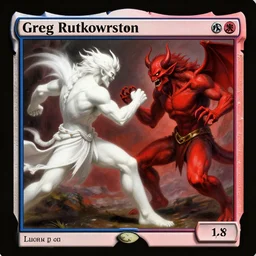 an white angle fights against a red demon, by greg rutkowski, magic the gathering, highly detailed, matte painting,