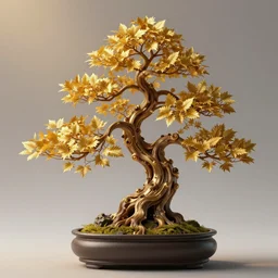 hyper realistic digital painting of a bonsai with golden leaves, matte painting, highly intrincate, swirl, god ray, unreal engine, octane render, 4 k, artstation, cgsociety, zbrush.