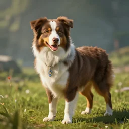 australian shepherd with link, breath of the wild style