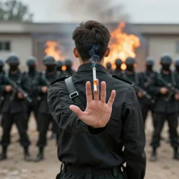 man in front of a firing squad refuses a cigarette