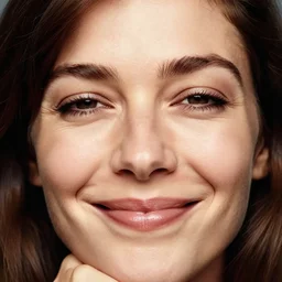 a candid extreme closeup portrait of an expressive face of a bored happy woman by annie leibovitz