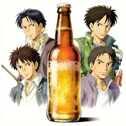 highly detailed colored ink illustration, full shot portrait of a beer, cinematic lighting, sharp focus, clean shaped illustration by kim jung gi, studio ghibli, ric estrada, ron english and eiichiro oda