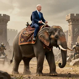 joe biden riding an elephant, with warhammer 4 0 k