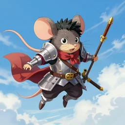 a flying mouse dressed as a knight, eiichiro oda style, artstation, 4k