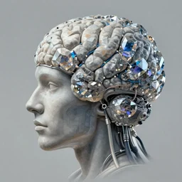 brain from crystals, connected with cables, hi-tech, highly detailed, digital painting, by jean giraud