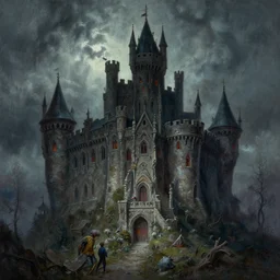 highly detail painting of a haunted castle in the style of Greg rutkowski and Peter mohrbacher