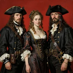 Solomon Joseph Solomon and Richard Schmid and Jeremy Lipking victorian genre painting portrait painting of a young beautiful woman traditional exotic german french actress model pirate wench in fantasy costume, red background
