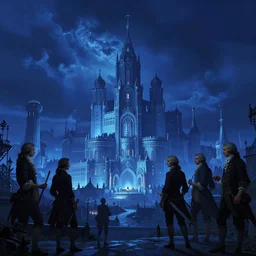 alchemy city, blue light, blue tones. by henriette ronner - knip, by william henry hunt, by rembrandt, by joseph mallord william turner, by konstantin razumov, concept art,