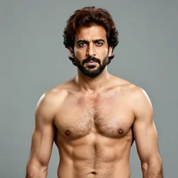 A full portrait of Imran Khan with mascular body