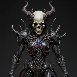 a stunning portrait of the demonic cyborg deity, skull, digital art by Dan Mumford and Peter Mohrbacher and Ross Tran, intricate detail, trending on artstationhq