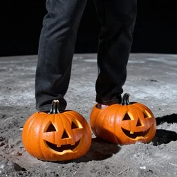 john cena on the surface of the moon wearing pumpkin shoes, photorealistic 4k