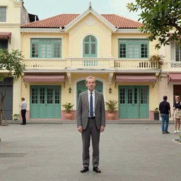 Wes Anderson film still in Saigon without people. Establishing shot. 8k resolution. Pastel. Sharp. Whimsical.