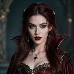 portrait photograph of a real-life extremely beautiful!! young vampire queen warrior, looking at the camera!!. Extremely detailed. 8k