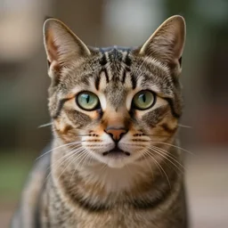 a cinematic cat with human features, front view, ultra realistic, canon, 3 5 mm, bokeh, coherent