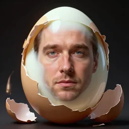 edward norton face inside a boiled egg with the eggshell cracking and falling off, hyper detailed, digital art, artstation, cinematic lighting, studio quality, smooth render, by peter mohrbacher, hajime sorayama, wayne barlowe, boris vallejo, aaron horkey, gaston bussiere, craig mullins
