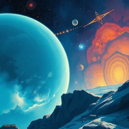 the space. highly detailed, digital painting, watercolor, soviet realism, engraving, artstation, concept art, smooth, sharp focus, vivid grunge, manga, illustration, unreal engine 5, 8 k, art by bilibin and kilian eng and kuvshinov and malevich and mucha