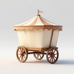 3d render of a minimalist gypsy circus wagon, artstaton, digital illustration