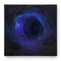 a beautiful painting of a dimly lit cave dungeon with blue and purple sources of light by bruce pennington, trending on artstation