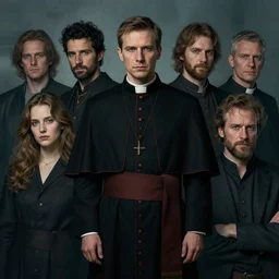 concept art, portait of priest baptist in cassock, cinematic moody colors, realistic shaded lighting poster by ilya kuvshinov, magali villeneuve, artgerm, jeremy lipkin and michael garmash and rob rey
