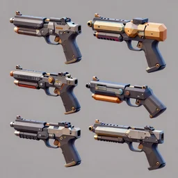 3d low poly model set of biopunk guns, toon shading, trending on artstation beautiful and sophisticated