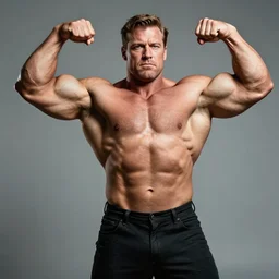 herculean harry truman, gigachad muscular, toned, shading, posing and flexing