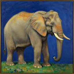 cloisonnism painting of an elephant, by rembrandt