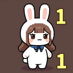 original chibi bunny girl, ranking number 1 on pixiv, pixel art