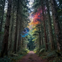 A forest leading to different universe, abstract art