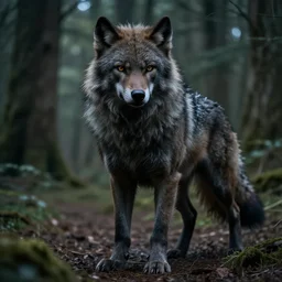 furry anthro epic film still cinematic full body realistic werewolf from the movie Van Helsing forest in background