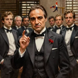 a painting of kunal - nayyar as the mob - boss in the godfather, by arthur suydam trending on artstation, oil painting rebrandt