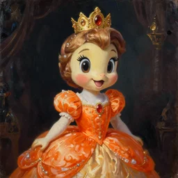 An ultra realistic portrait painting of Princess Daisy wearing his orange dress and golden tiara, 4k, Ultrarealistic, Highly Detailed, Dark Fantasy, Epic Lighting