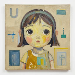 the uncertain is cute. oil and found materials on canvas, 1 5 0 cm x 1 5 0 cm. moma.