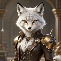 the portrait of anthropomorphic lynx fursona wearing a steampunk suit as unimaginably beautiful, gorgeous, elegant, young lynx, an ultrafine hyperdetailed illustration by furaffinity, intricate linework, white fur, unreal engine 5 highly rendered, global illumination, radiant light, detailed and intricate environment