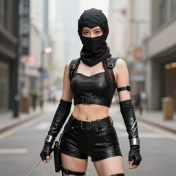 lady wearing ninja outfit