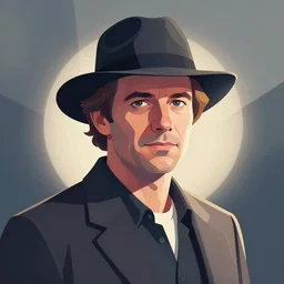icon ui art of man with hat and pencil, clean cel - shaded vector art by lois van baarle, victo ngai, ilya kuvshinov, kilian eng,