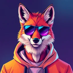 portrait of a cool and stylish anthropomorphic anthro male fox fursona, wearing a hoodie and stylish sunglasses, vibrant colors, trending on artstation, exquisite professional art, vaporwave background, vaporwave art