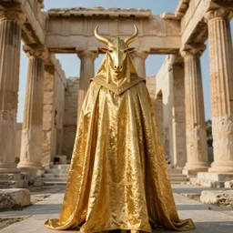a radiant, extreme long shot, studio photography of a person wearing the capricorn gold cloth from knights of the zodiac, inside the old temple of athena in greece, 4 k high resolution, detailed picture, photoshopped, award winning photo, 1 4 mm, sharp 1 / 2 5 0 0, deep depth of field f / 3 2, at golden hour, light academia aesthetic, by annie leibovitz