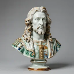 photo of a polychromatic porcelain portrait bust of paul atreides, 1 8 th century style, studio lighting, british museum, 4 k