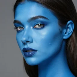 photograph of a beautiful! woman with blue skin!!!!!!!!!!. extremely detailed. dslr. 5 0 mm.