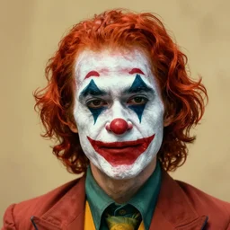 a realistic illustration portrait of a clown with white face paint and red curly hair, trending on artstation, hyper - realistic lighting, intricate, ross tran, artgerm