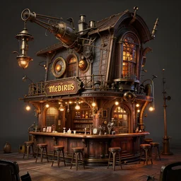 a beautiful insanely detailed matte painting of a steampunk pub, sharp, ray tracing, ambient occlusion, octane render, intense colors, by moebius, by greg rutkowski, by rossdraws