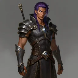 cyber punk roman lenionary, light brown skin, dark purple hair, and silver eyes full body, dungeons and dragons portrait, highly detailed, digital painting, artstation, concept art, sharp focus, illustration, art by ansel adams