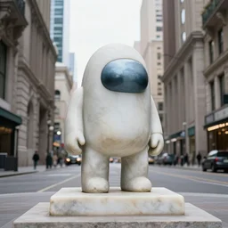 among us statue in the middle of a city, historical, marble, photo