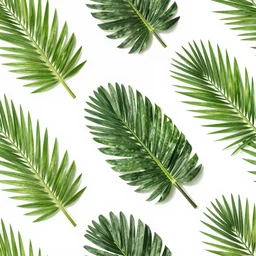 repeating pattern, seamless. tropical palm leaves, green, flat color, hyperrealistic, minimalistic