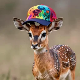 a dik dik with tattoos wearing a baseball hat, colorful, digital art, fantasy, magic, trending on artstation, ultra detailed, professional illustration by basil gogos