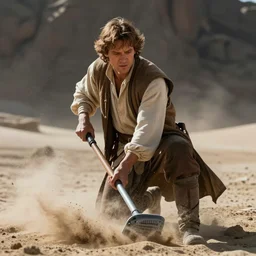 Anakin Skywalker vacuuming the baech to remove sand