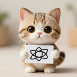 realistic cute cat 7 5 mm holding sign text atom
