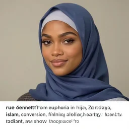 “ rue bennett from euphoria in hijab, zendaya, islam, conversion, finding allah, happy, healthy, radiant, as a screenshot from the show euphoria ”